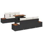 vidaXL Ensemble de canapé de jardin 7 Pièces Noir Poly rotin