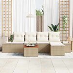 vidaXL Ensemble de canapé de jardin 6 Pièces Beige et blanc
