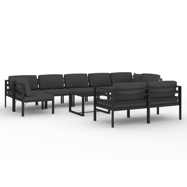 vidaXL Salon de jardin 10 Pièces avec coussins Aluminium Anthracite