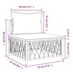 vidaXL Canapé central de jardin avec coussins blanc tissu tissé