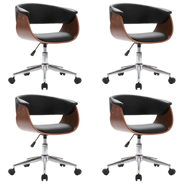 vidaXL Chaises pivotantes à manger lot de 4 Noir Similicuir