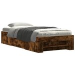 vidaXL Cadre de lit sans matelas chêne fumé 100x200 cm bois ingénierie