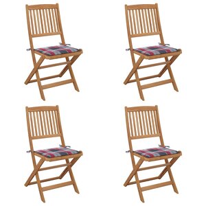 vidaXL Chaises pliables de jardin lot de 4 avec coussins Bois d'acacia