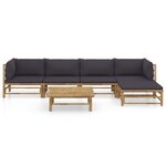 vidaXL Salon de jardin 6 Pièces avec coussins gris foncé bambou