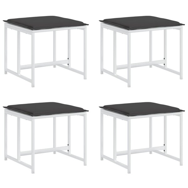 vidaXL Tabourets de jardin avec coussins 4Pièces blanc acier et textilène
