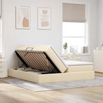 vidaXL Lit avec rangement et matelas Crème 200 x 200 cm Polyester