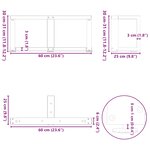 vidaXL Pieds de table basse en T  2 pièces  noir  60 x 25 x (30-31) cm  acier