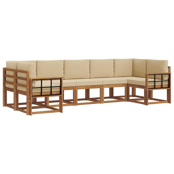vidaXL Ensemble de canapés d'extérieur 7 pc Naturel et Beige