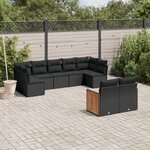 vidaXL Salon de jardin 9 Pièces avec coussins noir résine tressée