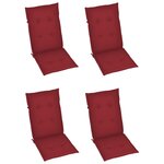 vidaXL Chaises de jardin lot de 4 avec coussins bordeaux Teck solide