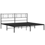 vidaXL Cadre de lit métal avec tête de lit noir 193x203 cm
