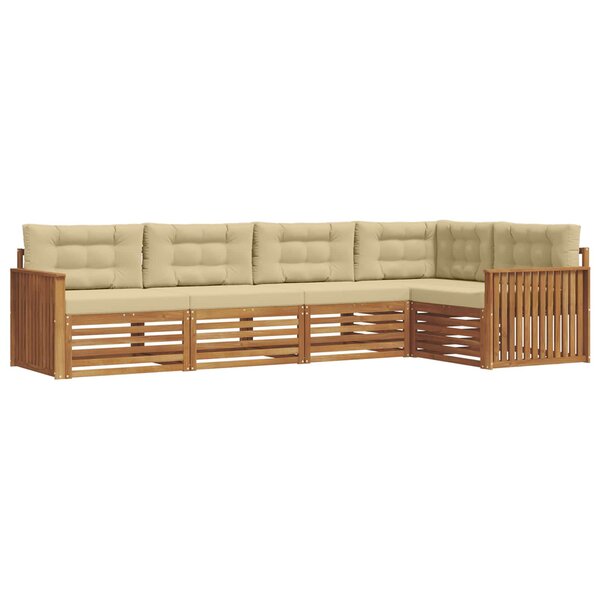 vidaXL Ensemble de canapés d'extérieur 5 pc Naturel et Beige