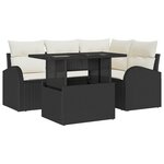 vidaXL Ensemble de canapé de jardin avec coussin 5 Pièces Noir Poly rotin