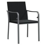Ensemble de salle à manger de jardin 7 pièces avec des coussins en poly rotin noir
