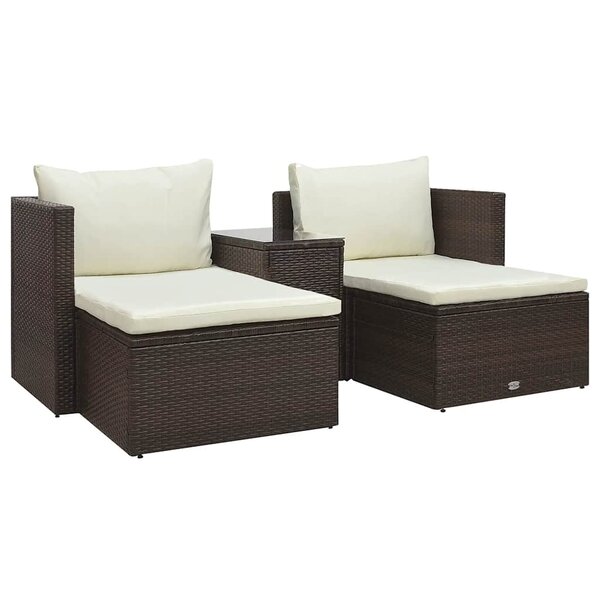vidaXL Salon de jardin 5 Pièces avec coussins Résine tressée Marron