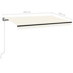 vidaXL Auvent automatique avec capteur de vent et LED 400x350 cm Crème