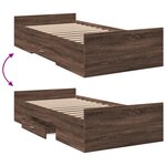 vidaXL Cadre de lit à tiroirs chêne marron 90x190 cm bois d'ingénierie
