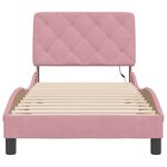 vidaXL Cadre de lit avec lumières LED rose 90x200 cm velours