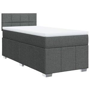 vidaXL Sommier à lattes de lit avec matelas Gris foncé 90x200 cm Tissu