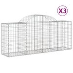vidaXL Paniers à gabions arqués 3 Pièces 200x50x80/100 cm Fer galvanisé