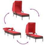 vidaXL Chaise longue avec auvent et table marron résine tressée