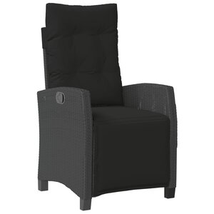 vidaXL Chaise inclinable de jardin et repose-pied noir résine tressée