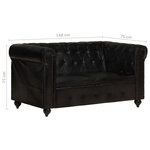 vidaXL Canapé Chesterfield à 2 places Noir Cuir véritable