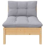 vidaXL Salon de jardin 7 Pièces avec coussins gris bois de pin massif
