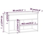 vidaXL Banc à chaussures Chêne fumé 80x30x45 cm Bois d'ingénierie