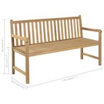 vidaXL Banc de jardin avec coussin crème 150 cm Bois de teck massif