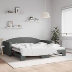 vidaXL Lit de jour avec gigogne sans matelas gris foncé 100x200 cm