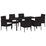 vidaXL Ensemble de salle à manger pour jardin 7 Pièces Noir Poly rotin