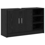 vidaXL Cabinet de salle de bain avec porte Chêne noir 90 x 29 x 55 cm