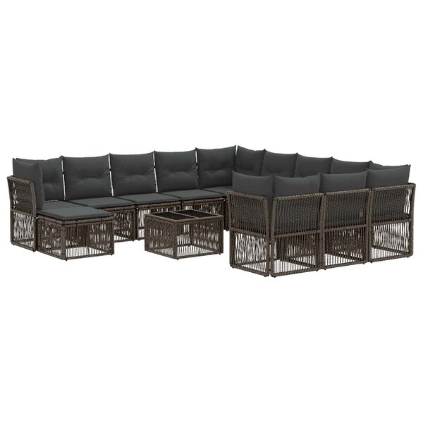 vidaXL Ensemble de canapé de jardin 13 Pièces Gris polyrotin