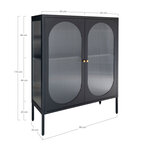 Vitrine noire avec porte en verre ondulé 90 x 35 x 110 cm