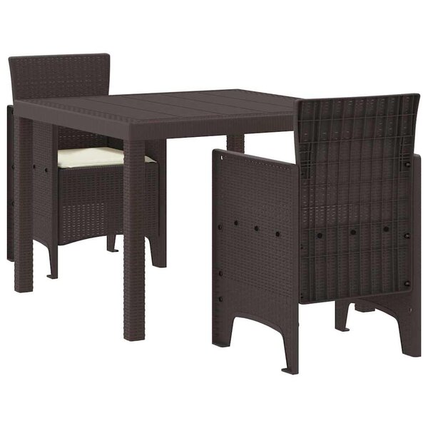 vidaXL Ensemble de salle à manger pour jardin 3 Pièces Marron Rattan Polt