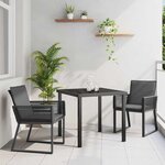 vidaXL Ensemble de salle à manger pour jardin 3 Pièces Noir Poly rotin