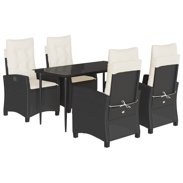 vidaXL Ensemble à manger de jardin coussins 5Pièces Noir Résine tressée