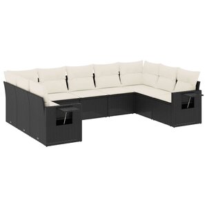 vidaXL Salon de jardin 9 Pièces avec coussins noir résine tressée