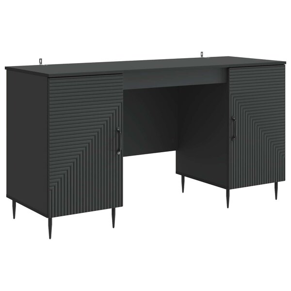 vidaXL Bureau avec étagère Noir 142 5 x 50 x 75 cm Bois d'ingénierie