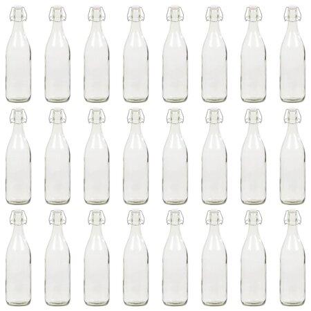 vidaXL 24 Pièces Bouteilles en verre avec bouchon clipsable 1 L