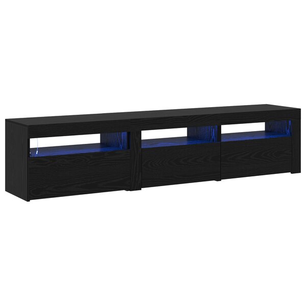 Meubles TV vidaXL 2 Pièces avec lumières LED Chêne noir Bois d'ingénierie