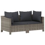 vidaXL Salon de jardin 3 Pièces avec coussins Gris Résine tressée