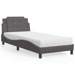 vidaXL Lit avec matelas gris 90x200 cm similicuir