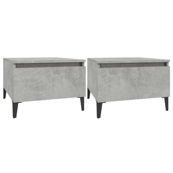 vidaXL Tables d'appoint 2 Pièces Gris béton 50x46x35 cm Bois d'ingénierie