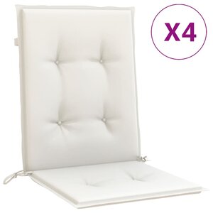 vidaXL Coussins de chaise à dossier bas lot de 4 crème mélangé tissu