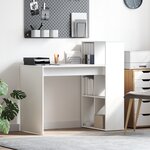 vidaXL Bureau d'écriture Blanc Bois d'ingénierie Moyen Rangements