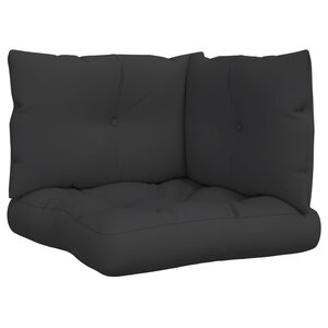 vidaXL Coussins de palette lot de 3 noir tissu