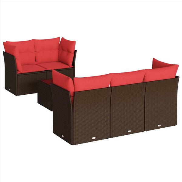 vidaXL Salon de jardin 6 Pièces avec coussins marron résine tressée
