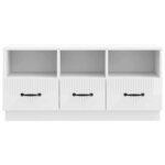 vidaXL Meuble TV Blanc brillant 102 x 34 5 x 47 cm Bois d'ingénierie